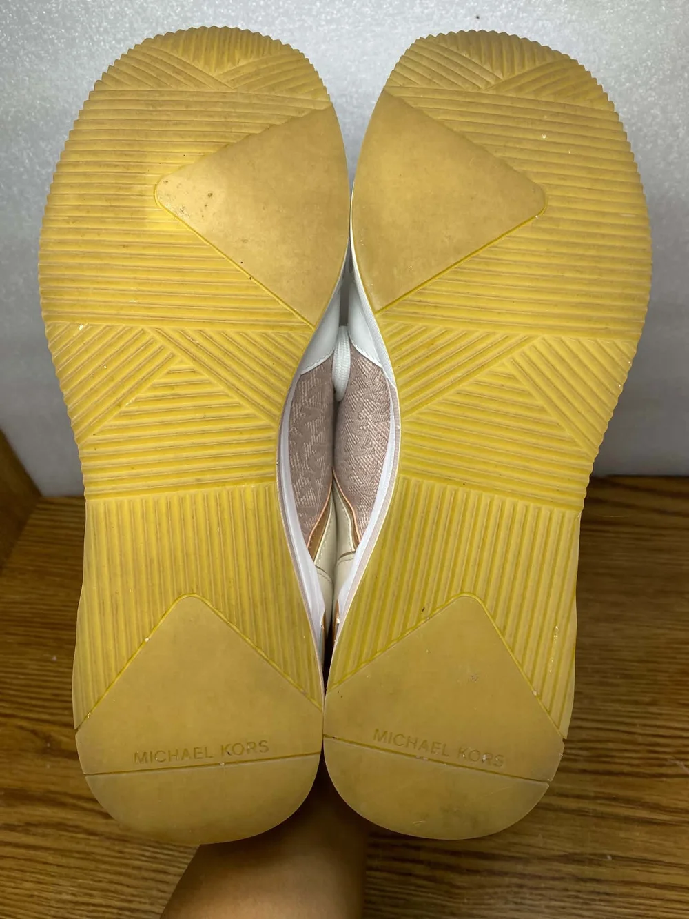 Michael Michael Kors Georgie Wedge Sneakers Womens Rose Gold White Size 9M